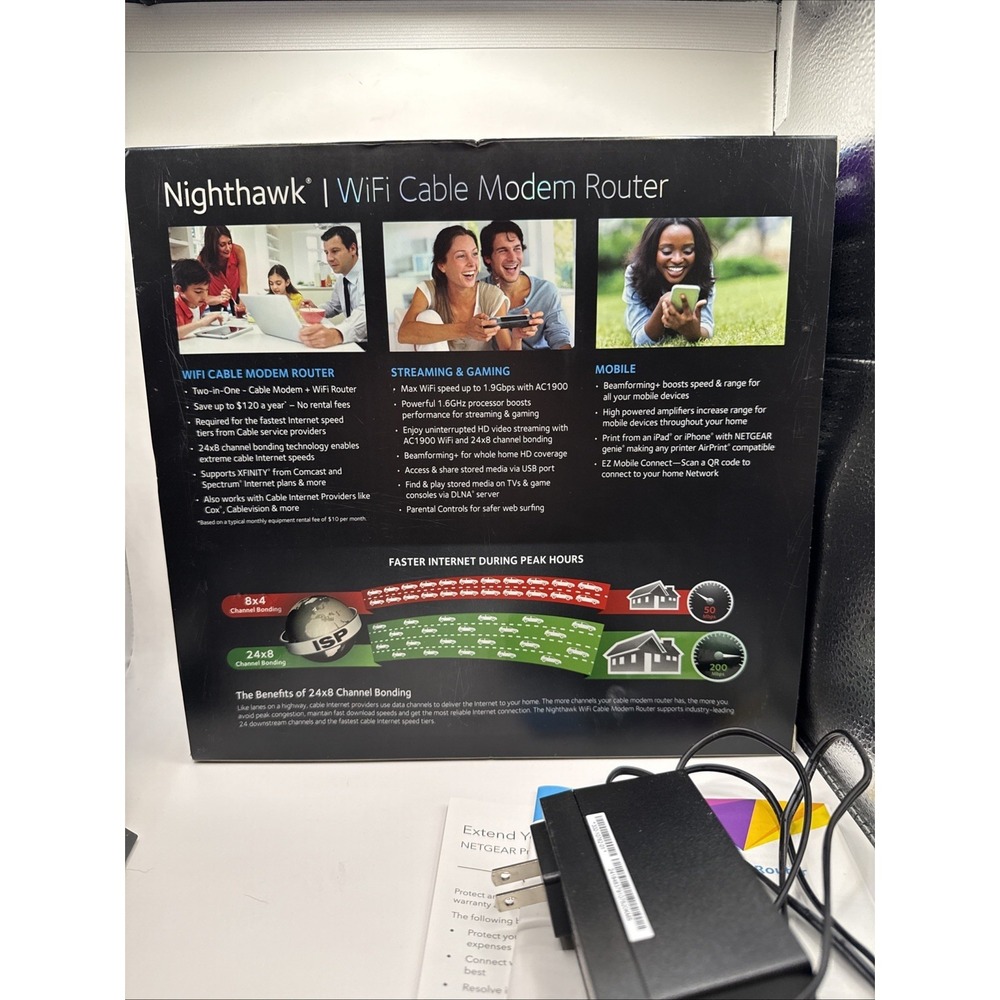 NETGEAR Nighthawk AC1900 WiFi DOCSIS 3.0 Cable Modem Router (C7000) - Picture 8 of 8